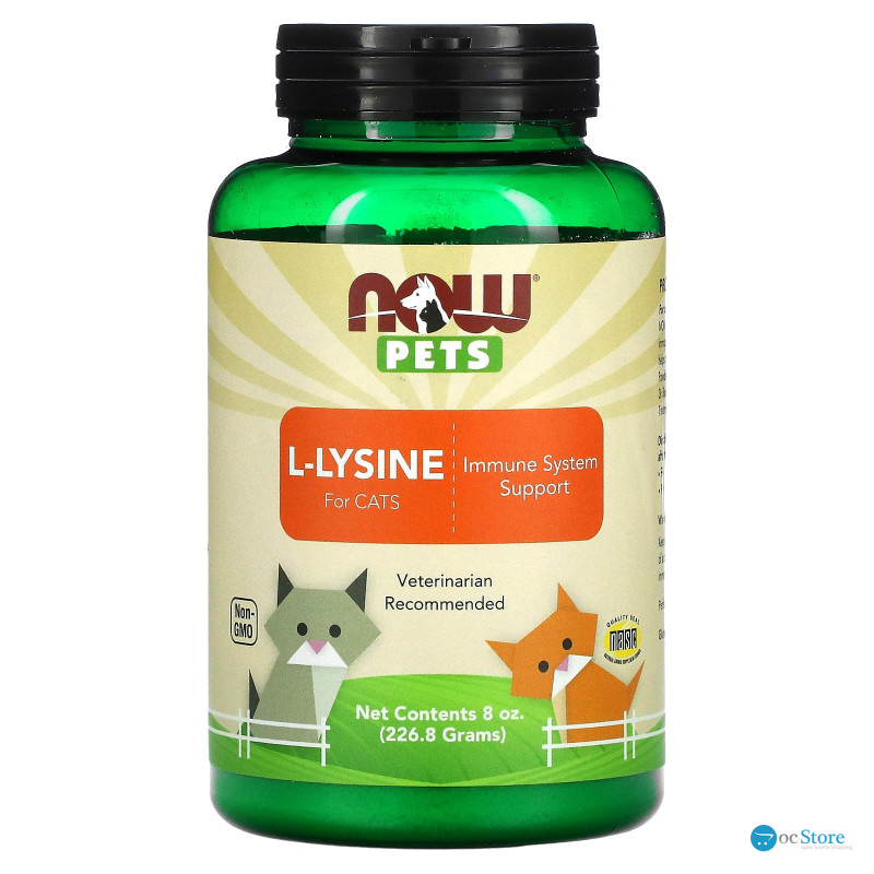 L-лізин для кішок, L-Lysine for Cats, Now Foods, Pets, 226,8 г
