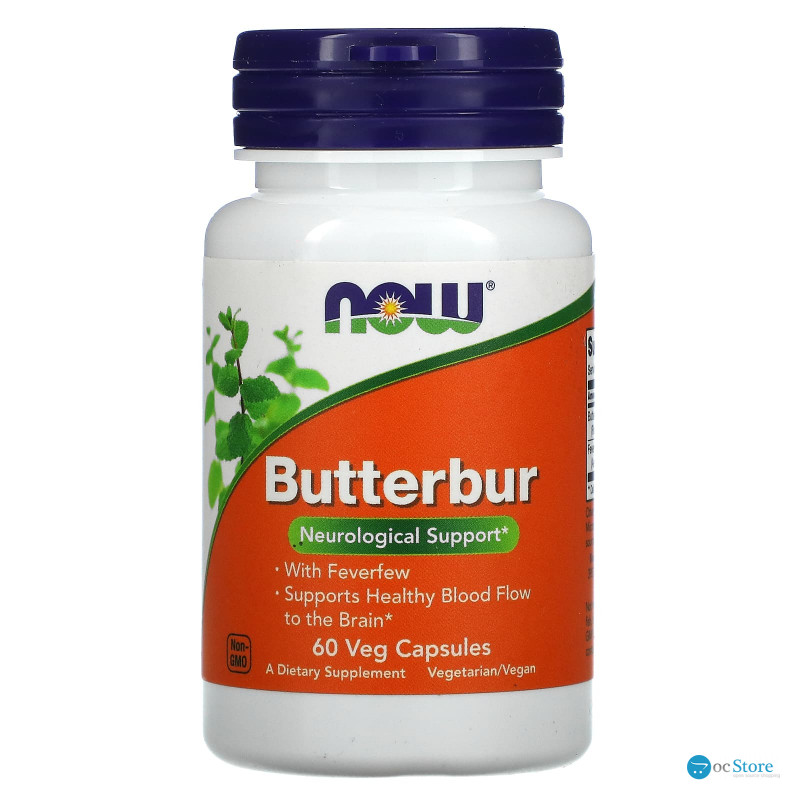Білокопитник лікарський, пиретрум, Butterbur, Now Foods, 60 вегетаріанських капсул