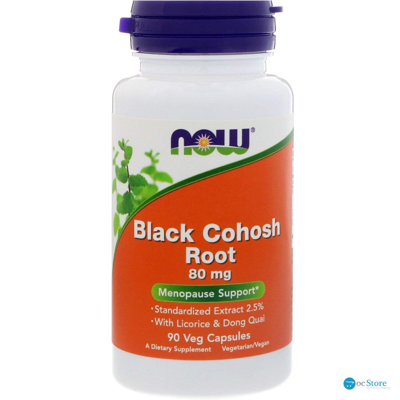 Корінь клопогону гроновидного з лакрицею і дягілем, Black Cohosh Root, Now Foods, 80 мг, 90 вегетаріанських капсул