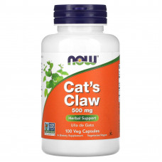 Котячий кіготь, Cat's Claw, NOW Foods, 500 мг, 100 вегетаріанських капсул