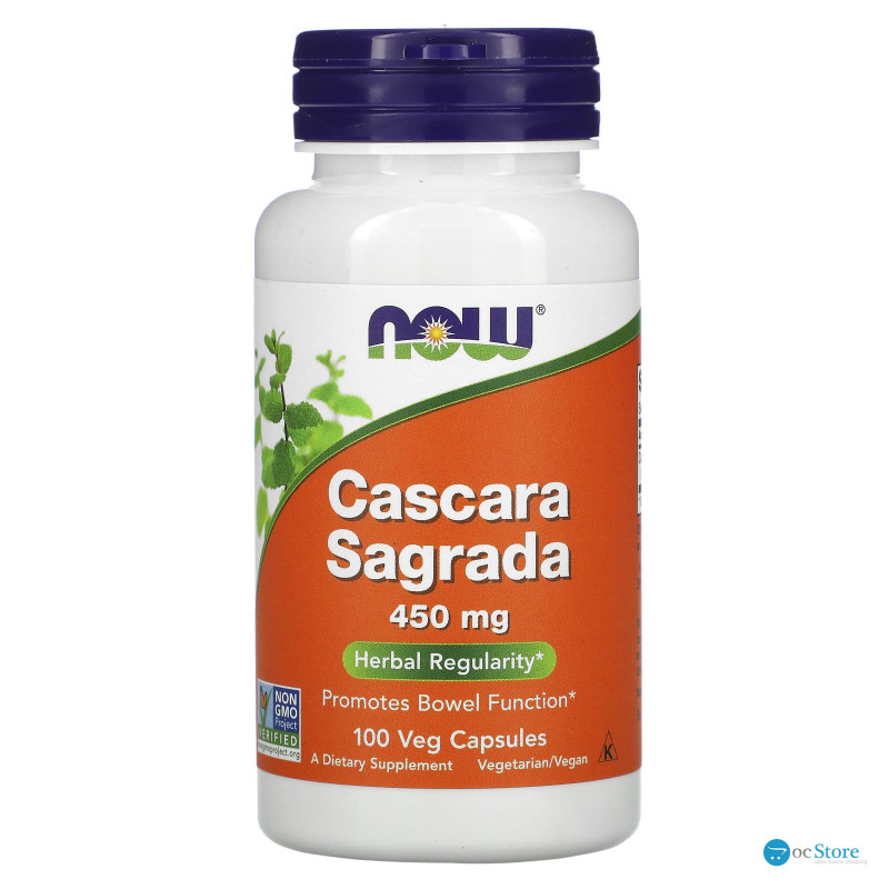Каскара саграда, Cascara Sagrada, Now Foods, 450 мг, 100 капсул