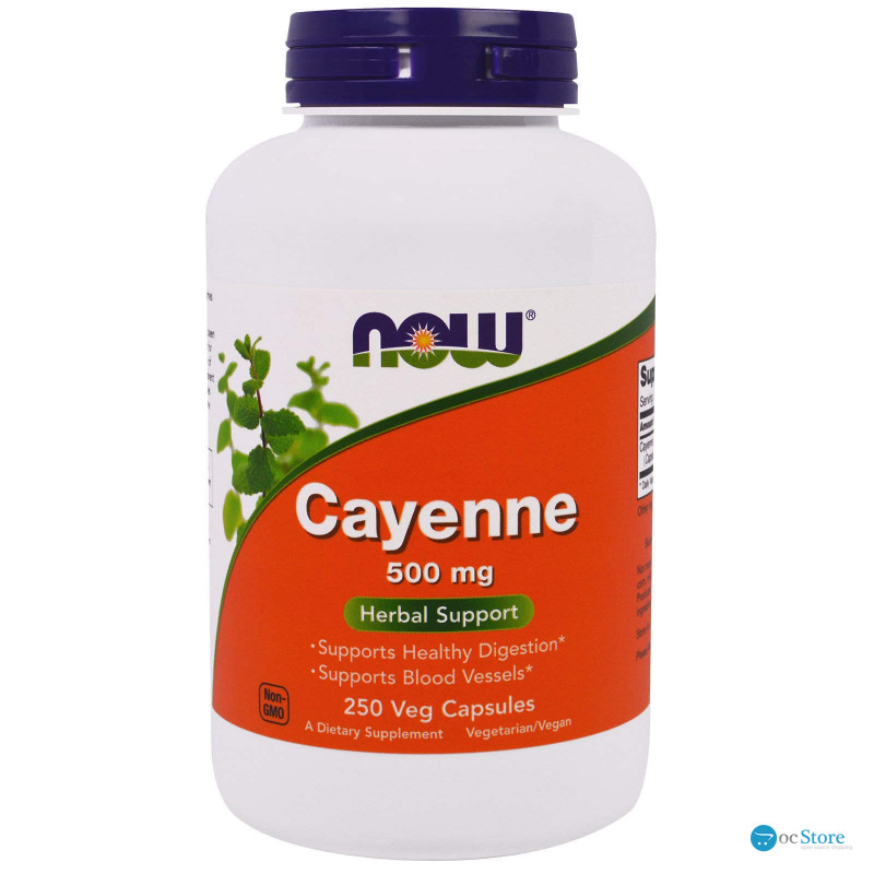 Каєнський перець, Cayenne, Now Foods, 500 мг, 250 вегетаріанських капсул