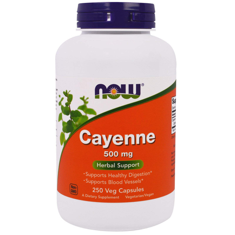 Каєнський перець, Cayenne, Now Foods, 500 мг, 250 вегетаріанських капсул