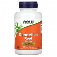 Корінь кульбаби, Dandelion Root, Now Foods, 500 мг, 100 вегетаріанських капсул