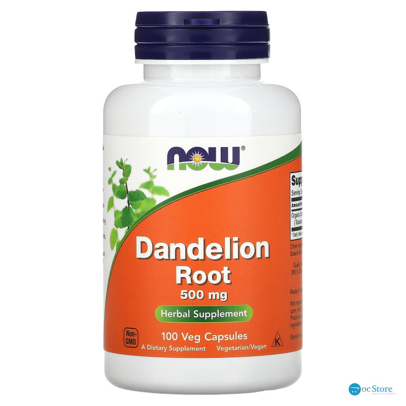 Корінь кульбаби, Dandelion Root, Now Foods, 500 мг, 100 вегетаріанських капсул