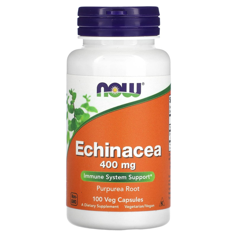Ехінацея, Echinacea, Now Foods, 400 мг, 100 вегетаріанських капсул