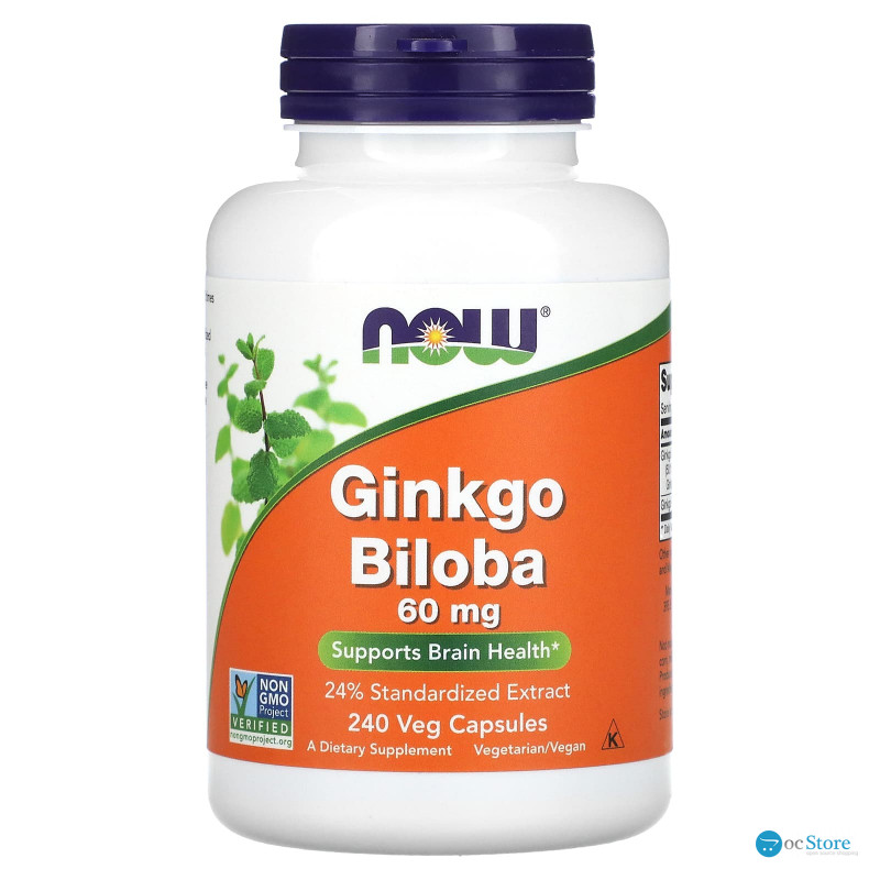 Гінкго білоба, Ginkgo Biloba, Now Foods, 60 мг, 240 вегетаріанських капсул