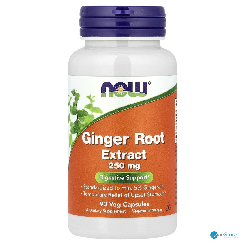 Корінь імбиру (Ginger Root), Now Foods, екстракт, 250 мг, 90 вегетаріанських капсул