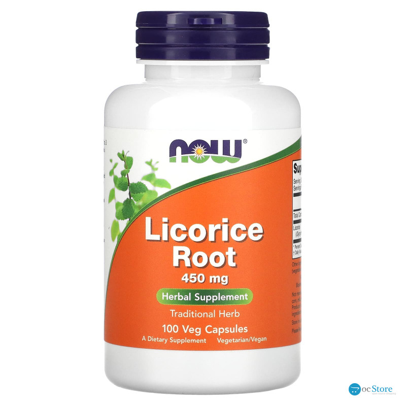 Корінь солодки, Licorice Root, Now Foods, 450 мг, 100 вегетаріанських капсул