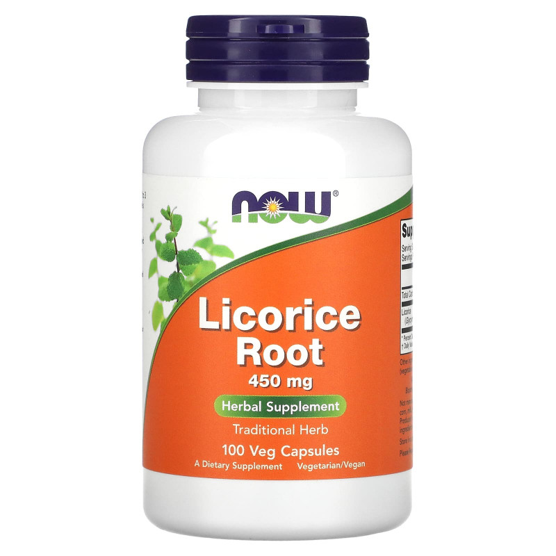 Корінь солодки, Licorice Root, Now Foods, 450 мг, 100 вегетаріанських капсул
