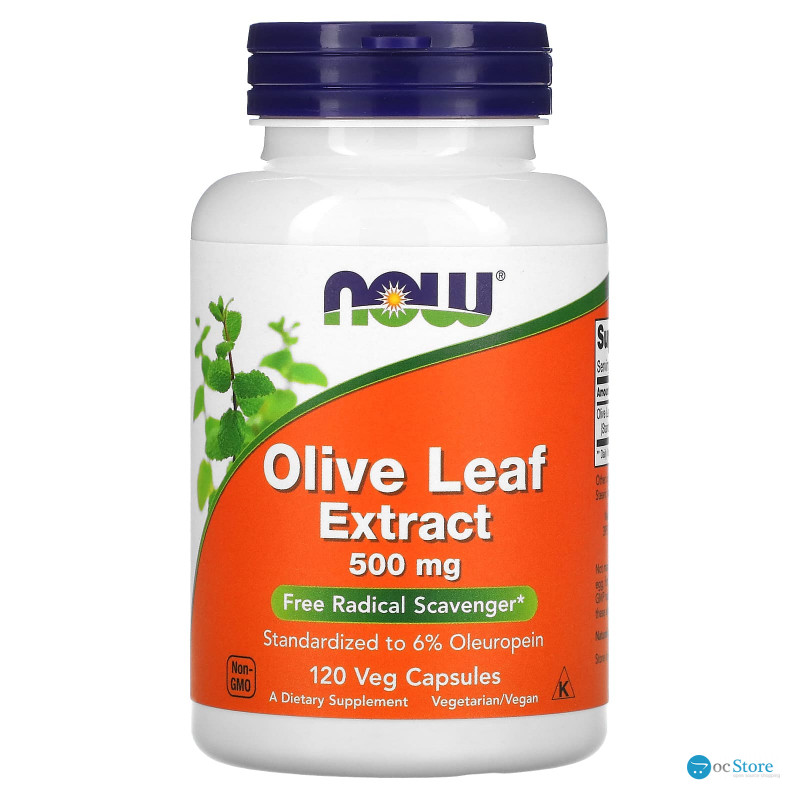 Листя оливи, Olive Leaf, NOW Foods, екстракт, 500 мг, 120 рослинних капсул