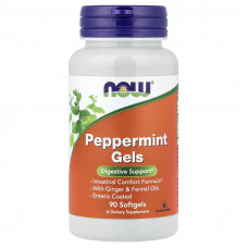М'ята перцева, Peppermint Gels, Now Foods, 90 гелевих капсул