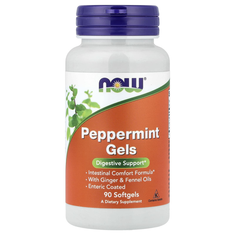 М'ята перцева, Peppermint Gels, Now Foods, 90 гелевих капсул