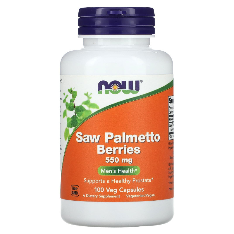 Со Пальметто, Saw Palmetto, Now Foods, ягоди, 100 рослинних капсул (550 мг на капсулі)