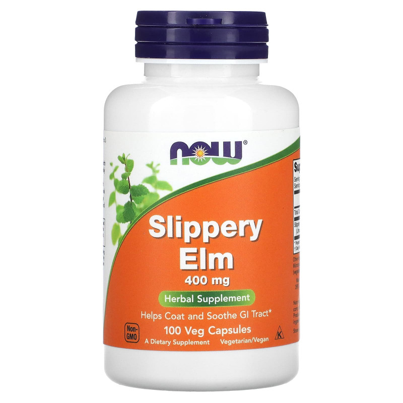 Слизький в'яз (Slippery Elm), Now Foods, 400 мг, 100 вегетаріанських капсул