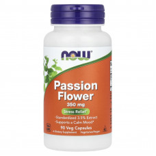 Страстоцвіт (екстракт квітів), Passion Flower, Now Foods, 350 мг, 90 вегетаріанських капсул