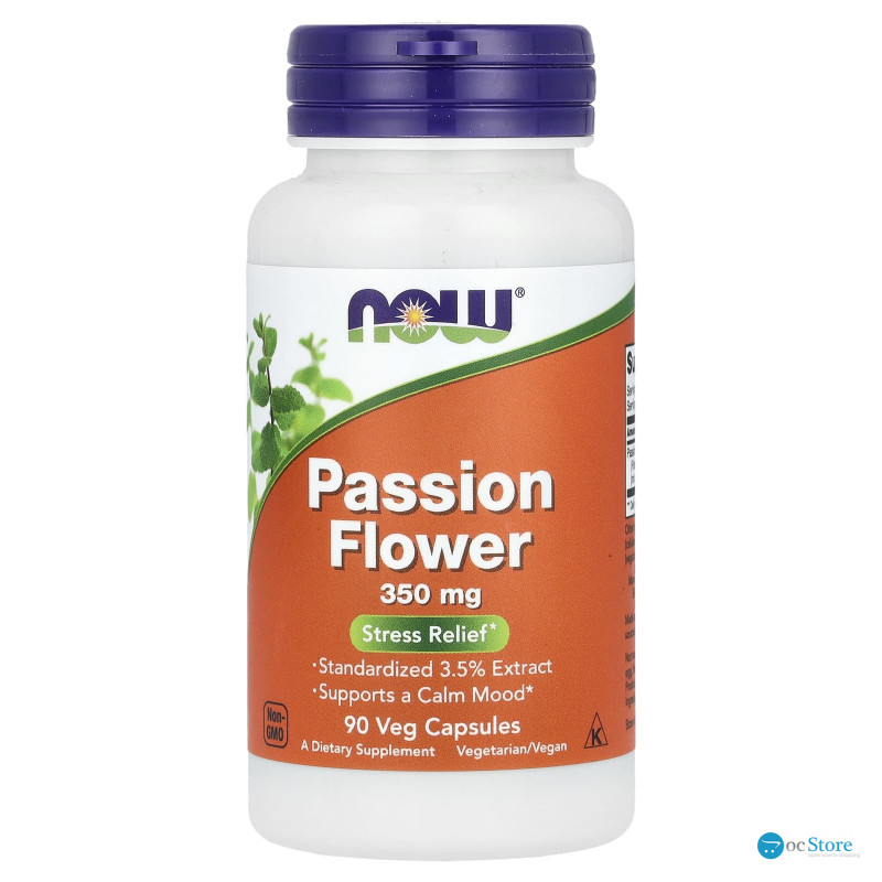 Страстоцвіт (екстракт квітів), Passion Flower, Now Foods, 350 мг, 90 вегетаріанських капсул