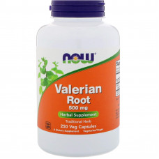 Корінь Валеріани, Valerian Root, Now Foods, 500 мг, 250 вегетаріанських капсул
