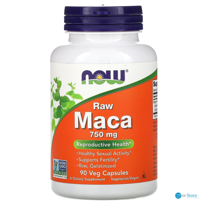 Мака (Maca), Now Foods, сира, 750 мг, 90 вегетаріанських капсул