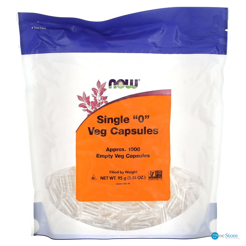 Порожні капсули "0", Single "0" Veg Capsules, Now Foods, 1000 порожніх вегетаріанських капсул