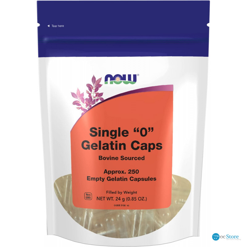 Порожні капсули "0", Single "0" Gelatin Caps, Now Foods, 250 порожніх желатинових капсул (24 г)