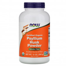 Подорожник органічний, Psyllium Husks, Now Foods, порошок, 340 г