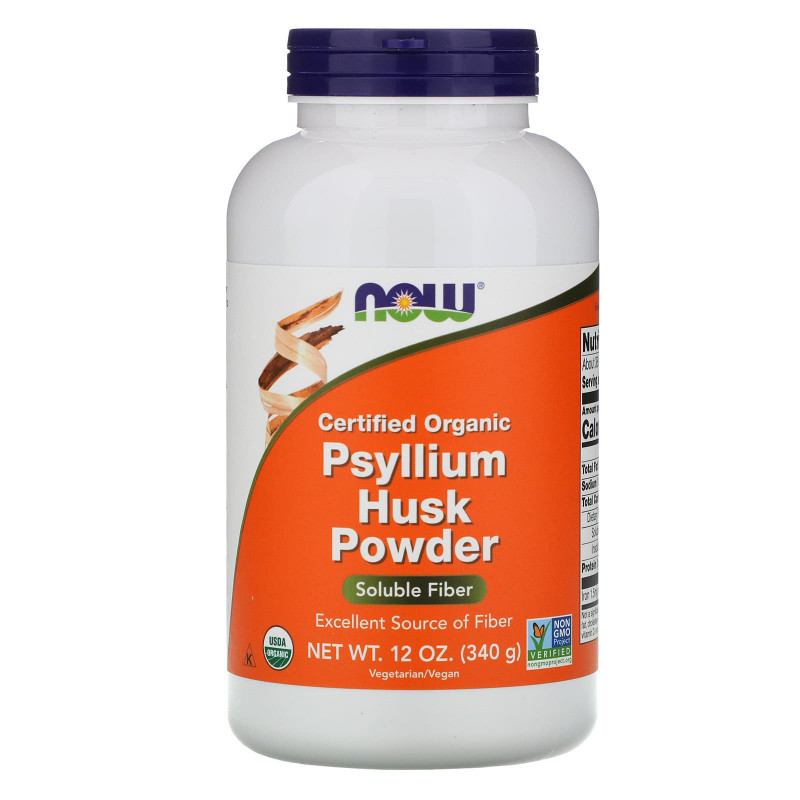 Подорожник органічний, Psyllium Husks, Now Foods, порошок, 340 г