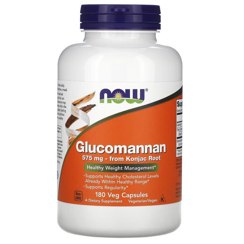 Глюкоманнан, Glucomannan, Now Foods, 575 мг, 180 вегетаріанських капсул