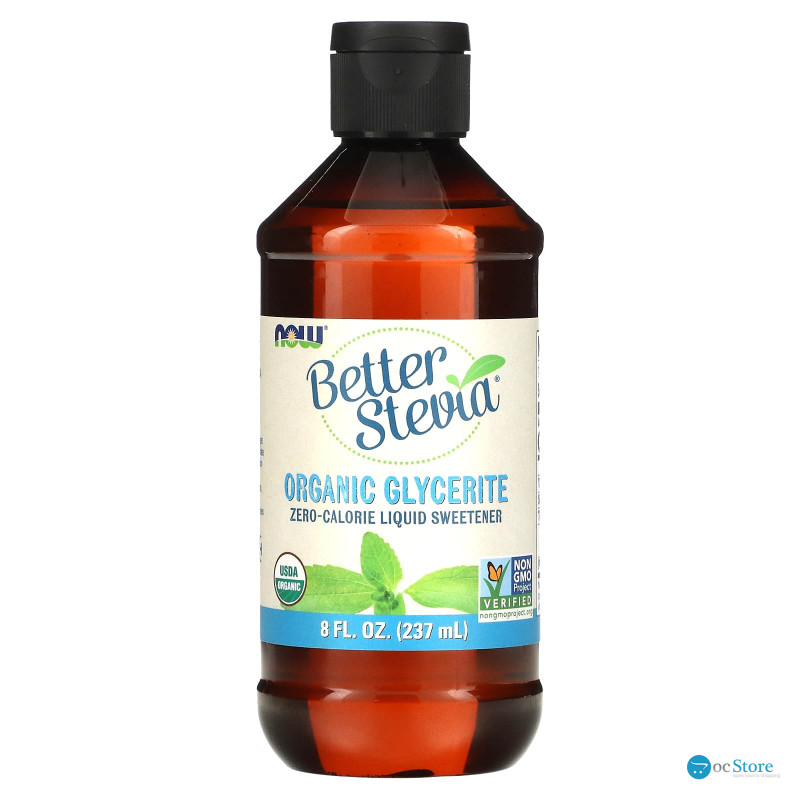 Стевія, Better Stevia, Now Foods, рідкий підсолоджувач з нульовою калорійністю, органік гліцерит, 237 мл