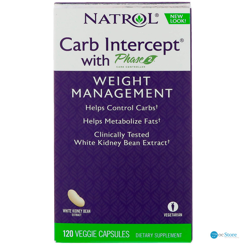 Екстракт білої квасолі перехоплювач вуглеводів фаза 2, Carb Intercept Phase 2, Natrol, для зниження ваги, 120 вегетаріанських капсул