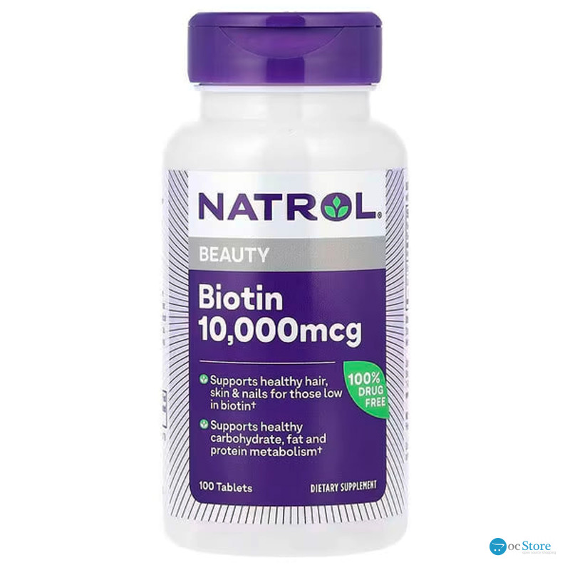 Біотин максимум, Biotin, Natrol, 10000 мкг, 100 таблеток