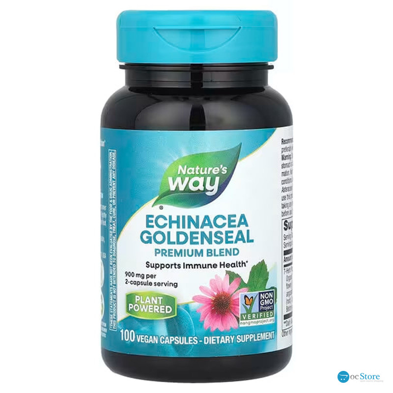 Ехінацея та гідрастіс, Echinacea Goldenseal, Nature's Way, 900 мг, 100 веганських капсул