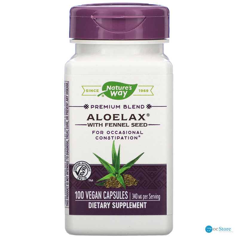 Алое вера з фенхелем, Aloelax® з Fennel Seed, Nature's Way, 340 мг, 100 капсул