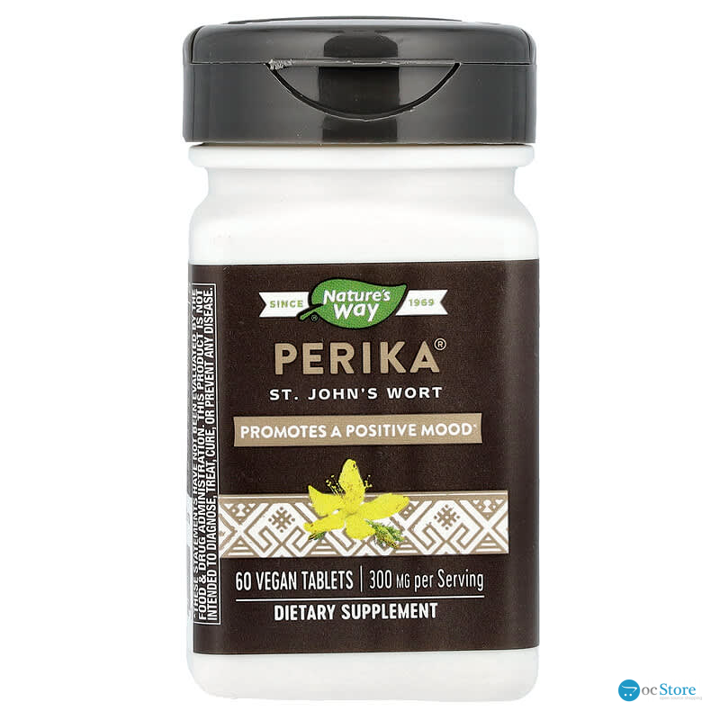 Екстракт Звіробою, Perika, St. John's Wort, Nature's Way, 300 мг, 60 веганських таблеток