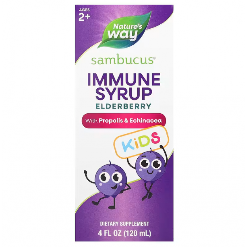 Чорна бузина для дітей віком від 2 років, Sambucus for Kids, Nature's Way, сироп для імунітету з прополісом та ехінацеєю, 120 мл