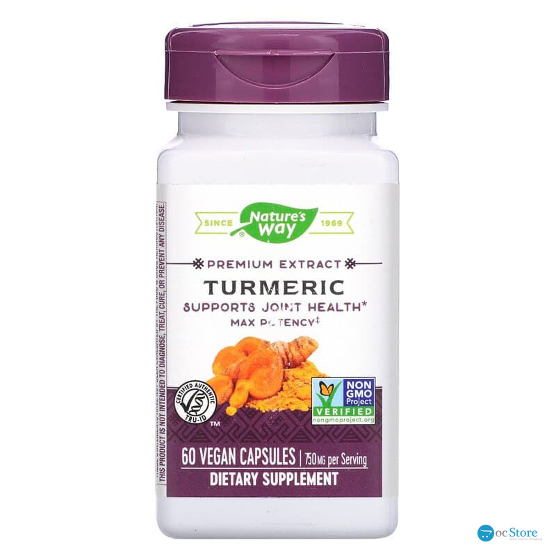 Куркума, Turmeric, Nature's Way, екстракт преміум-класу, 750 мг, 60 веганських капсул
