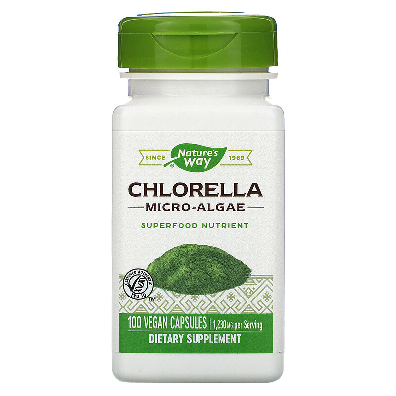 Хлорелла, Chlorella, Nature's Way, мікроводорості, 1230 мг, 100 капсул (410 мг в 1 капсулі)