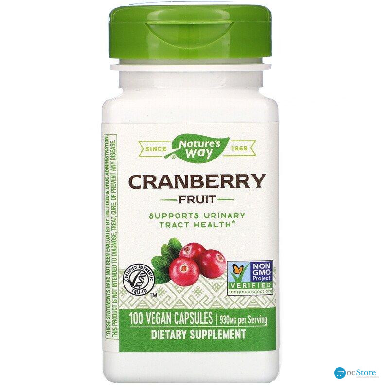 Журавлина, Cranberry Fruit, Nature's Way, ягоди, 930 мг, 100 веганських капсул (465 мг на капсулу)