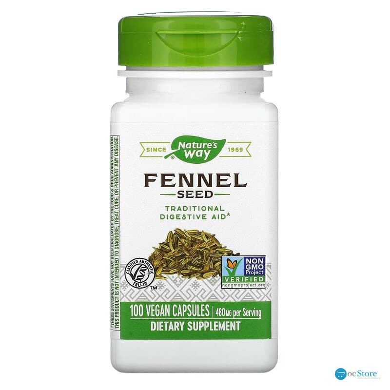 Фенхель, Fennel Seed, Nature's Way, насіння, 480 мг, 100 веганських капсул