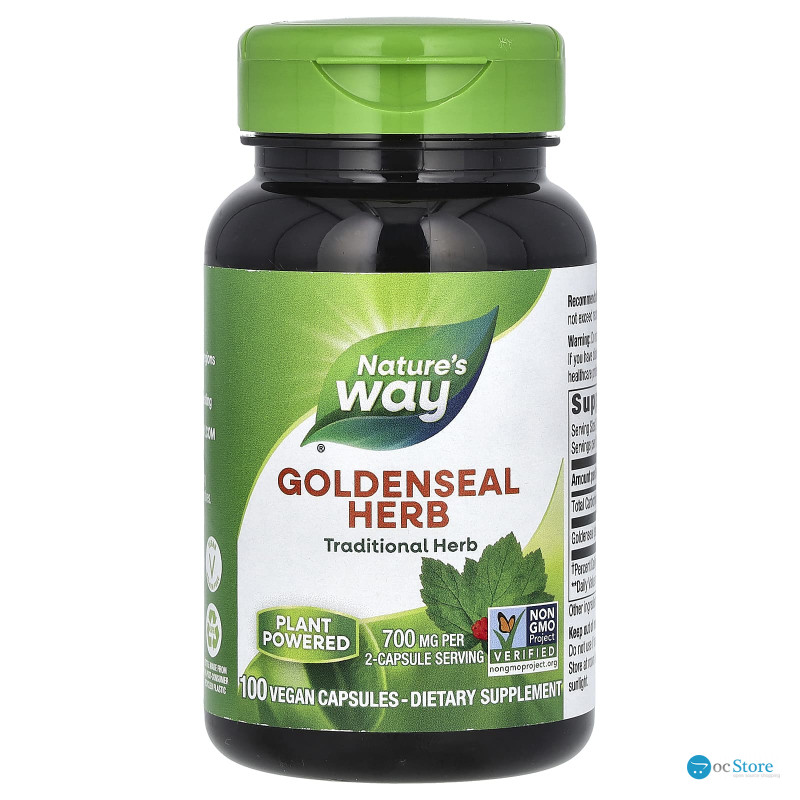 Гідрастис канадський, жовтокорінь, Goldenseal Herb, Nature's Way, 700 мг, 100 вегетаріанських капсул (350 мг у капсулі)