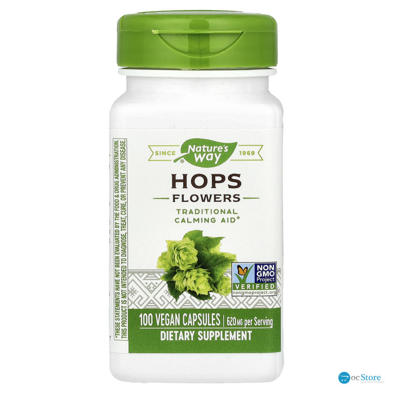 Хміль (квіти), Hops Flowers, Nature's Way, 620 мг, 100 веганських капсул (310 мг у капсулі)