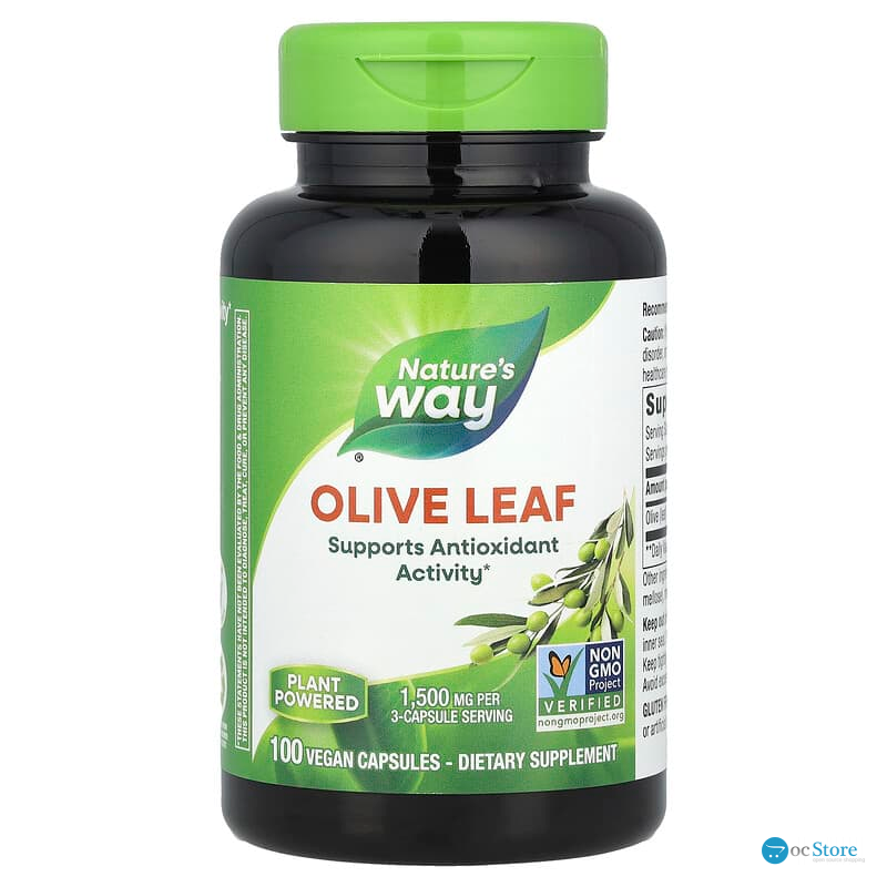 Листя оливи, Olive Leaf, Nature's Way, 1500 мг, 100 веганських капсул (500 мг у капсулі)