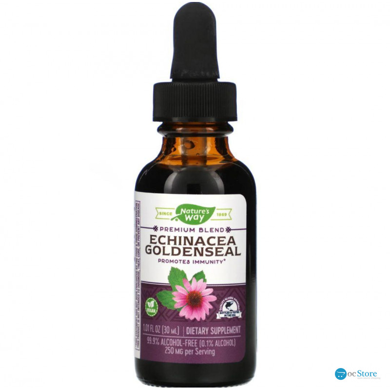 Ехінацея та гідрасстис, Echinacea Goldenseal, Nature's Way, без спирту, 30 мл