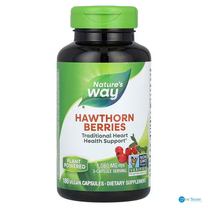Глід, Hawthorn Berries, Nature's Way, ягоди, 1080 мг, 180 веганських капсул (360 мг у капсулі)