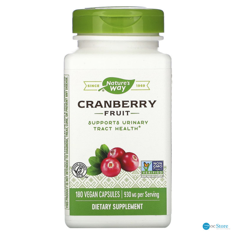 Журавлина, Cranberry, Nature's Way, екстракт ягід, 180 веганських капсул (465 мг на 1 капсулі)