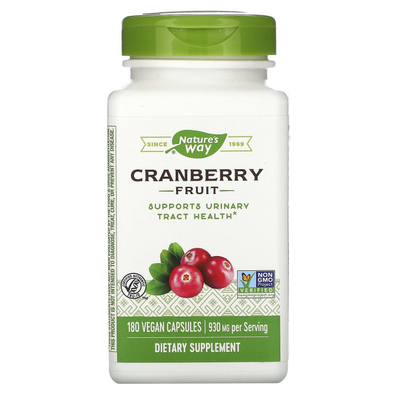Журавлина, Cranberry, Nature's Way, екстракт ягід, 180 веганських капсул (465 мг на 1 капсулі)