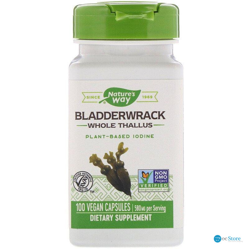 Ламінарія, йод, Bladderwrack, Nature's Way, 580 мг, 100 веганських капсул