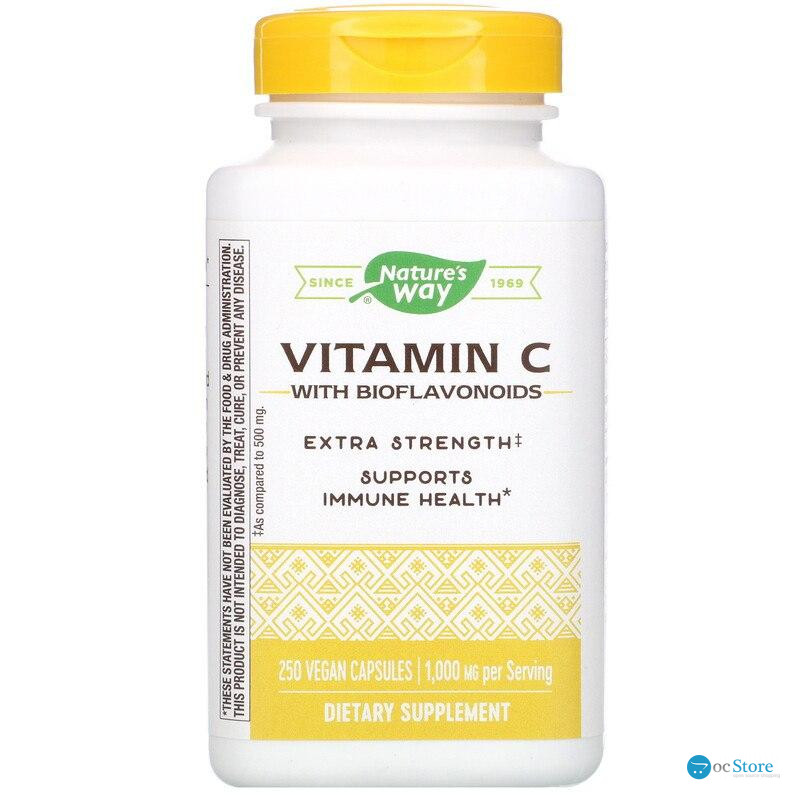Вітамін С (аскорбінова кислота), Vitamin C-1000, Nature's Way, з биофлавоноїдами, 250 веганських капсул