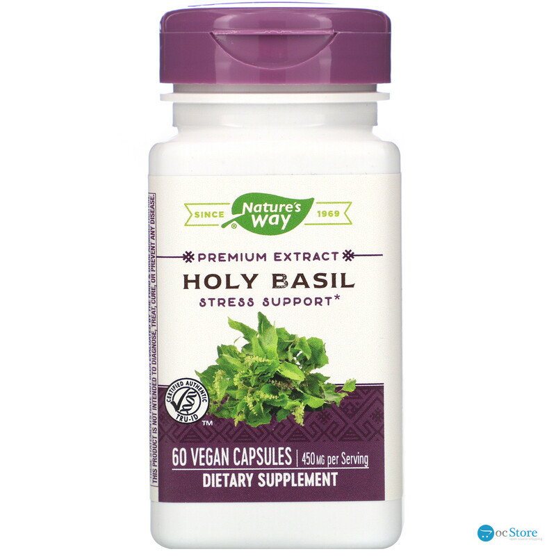 Базилік священний, Holy Basil, Nature's Way, стандартизований, 450 мг, 60 веганських капсул