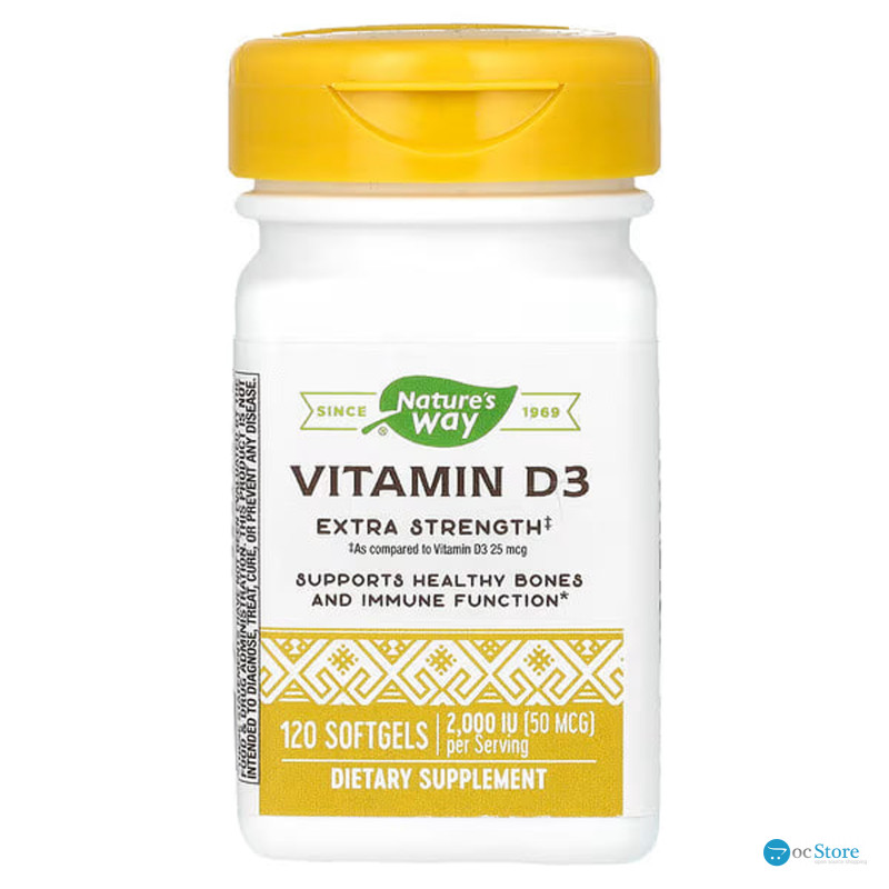 Вітамін D3, Vitamin D3, Nature's Way, підвищена сила, 50 мкг (2000 МО), 120 капсул